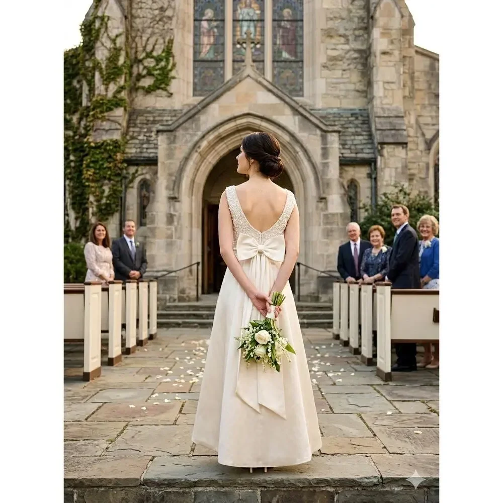 Vintage Mori Lee Wedding gown dress Madeline Gardner tmless bridal 90s luxe sz 4 - Picture 1 of 16